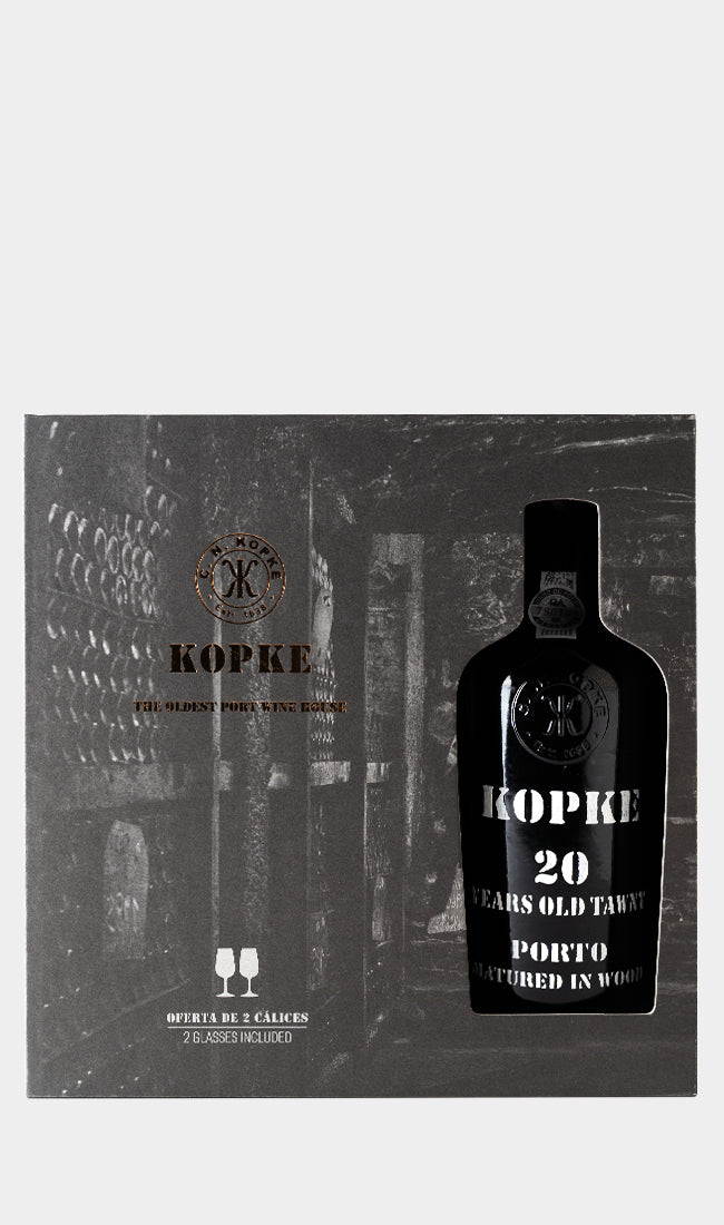 Kopke, 20 Year Old Tawny Port (Gift Box with 2 Glasses) NV 750ML