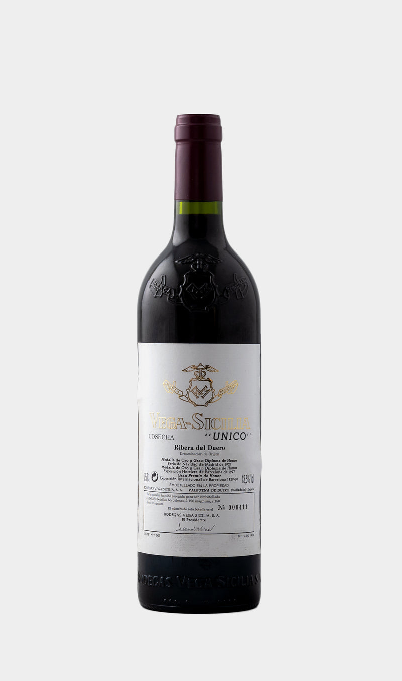 Vega Sicilia Unico 1994 wine bottle showcasing iconic label design and vintage Spanish wine elegance.