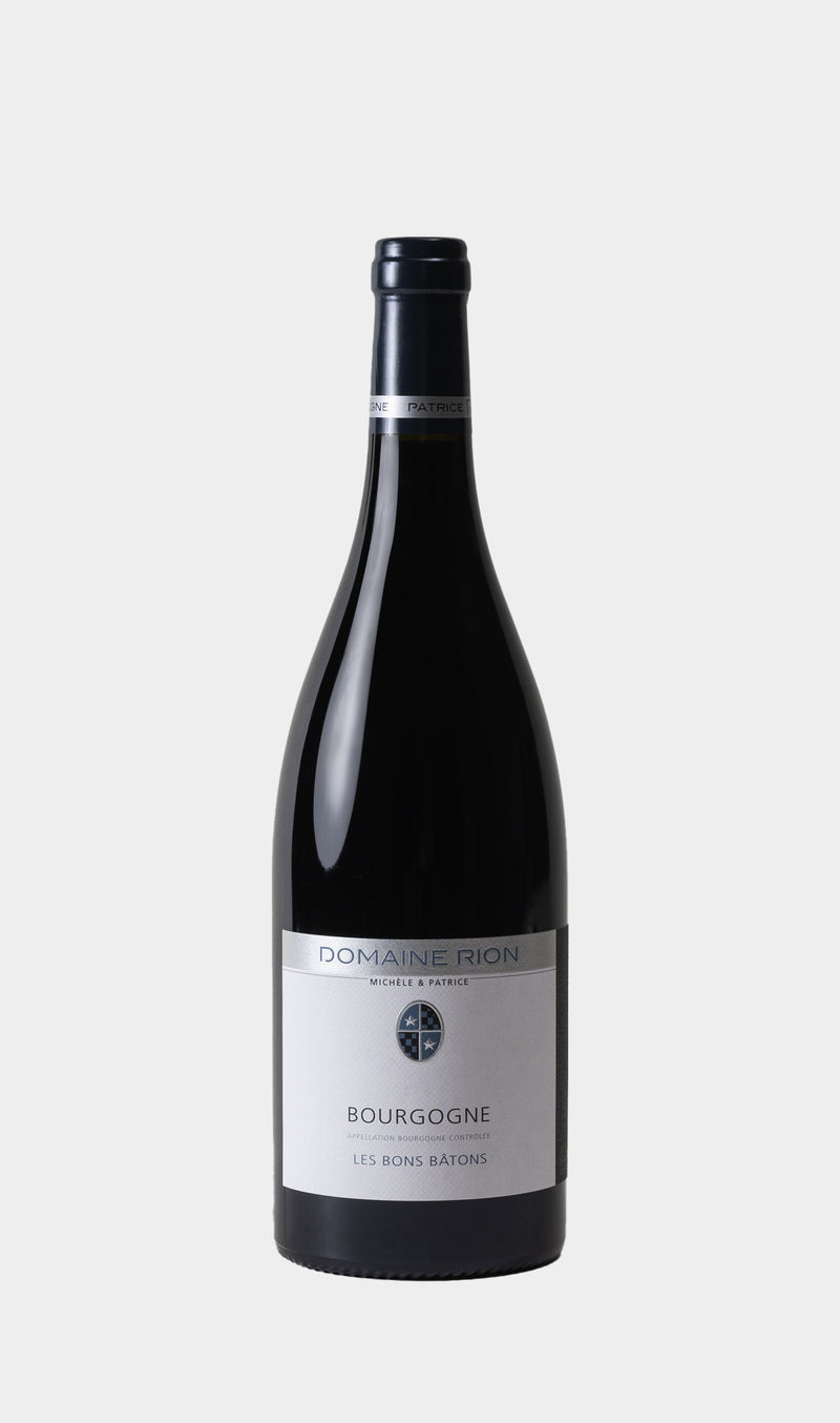 Michele Patrice Rion Bourgogne Les Bons Bâtons 2022 wine bottle with minimalist label and refined French wine branding.