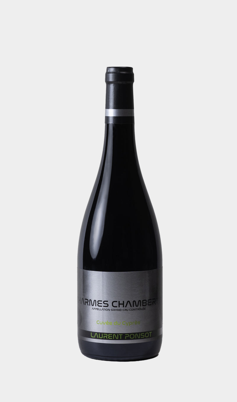 Ponsot Charmes-Chambertin Grand Cru Cuvée du Cyprès 2019 wine bottle with prestigious Burgundy label and luxury presentation.