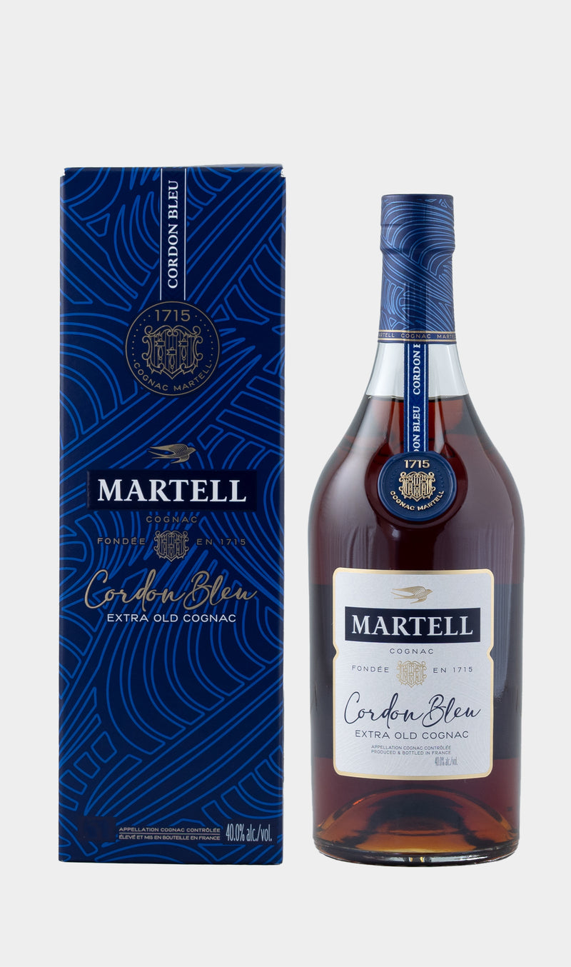 Martell Cordon Bleu 1L cognac bottle with premium luxury branding and elegant glass bottle presentation.